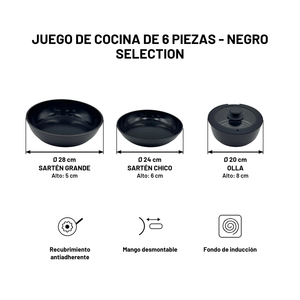 Juego de Cocina de 6 Piezas - Negro Selection