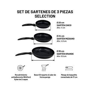 Set de Sartenes de 3 Piezas Selection