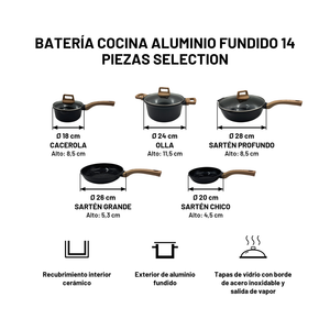Batería Cocina Aluminio Fundido 14Piezas Selection