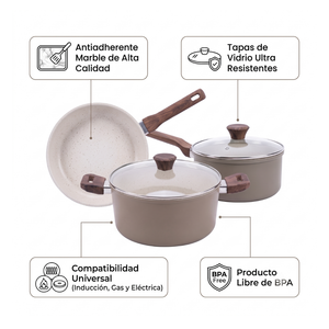 Batería De Cocina Alessandria 5 Piezas Verde Doral