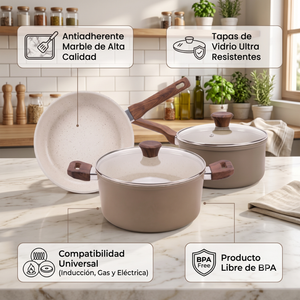 Batería De Cocina Alessandria 5 Piezas Verde Doral