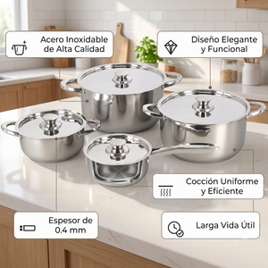 Batería De Cocina 8 piezas 460-8SS Wens