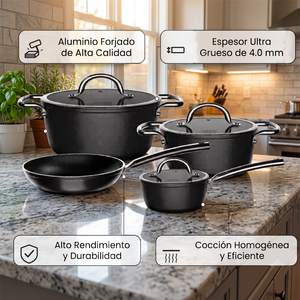 Batería De Cocina 7 Piezas Black Wens