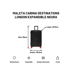 Maleta Cabina Destinations London Expandible Negra