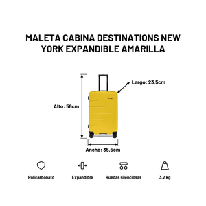 Maleta Cabina Destinations New York Expandible Amarilla