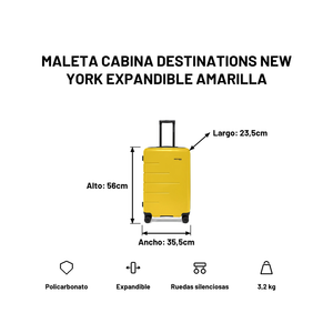 Maleta Cabina Destinations New York Expandible Amarilla