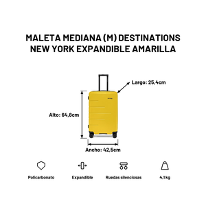 Maleta Mediana (M) Destinations New York Expandible Amarilla