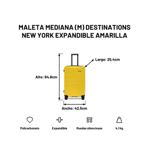 Maleta Mediana (M) Destinations New York Expandible Amarilla