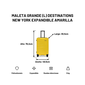 Maleta Grande (L) Destinations New York Expandible Amarilla