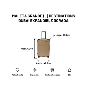 Maleta Grande (L) Destinations Dubai Expandible Dorada