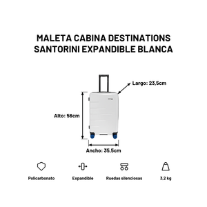Maleta Cabina Destinations Santorini Expandible Blanca