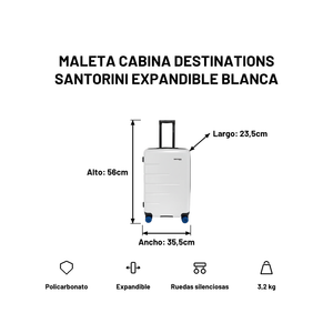 Maleta Cabina Destinations Santorini Expandible Blanca