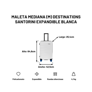 Maleta Mediana (M) Destinations Santorini Expandible Blanca