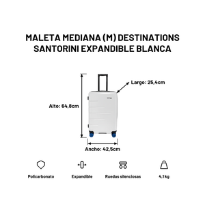 Maleta Mediana (M) Destinations Santorini Expandible Blanca