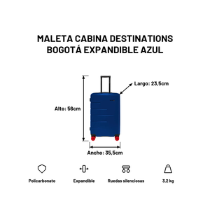 Maleta Cabina Destinations Bogotá Expandible Azul