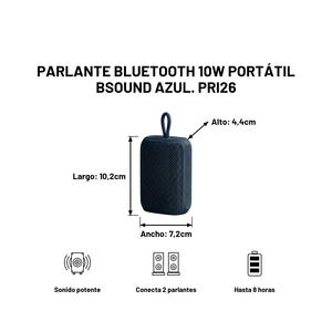 Parlante Bluetooth 10W Portátil Bsound Azul. PRI26