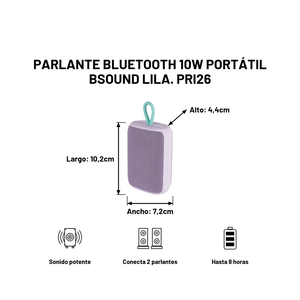 Parlante Bluetooth 10W Portátil Bsound Lila. PRI26