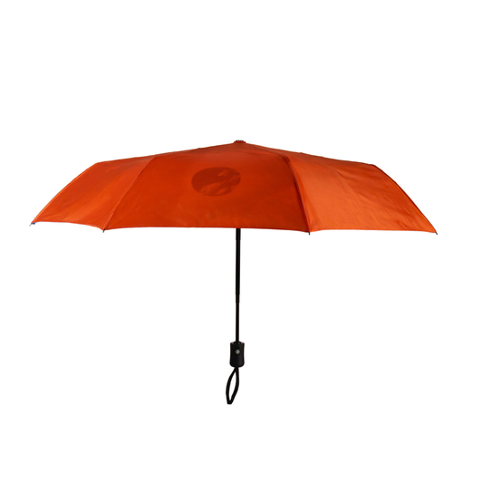 Combo Paraguas Retráctil Naranja + Manta Sherpa Gris Jaspeado
