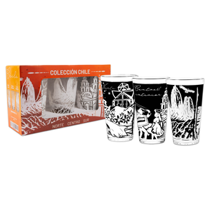 Set de 3 Vasos de Vidrio 450ml Colección Chile Pack 1. PRI26