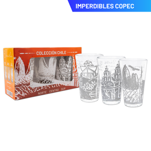 Set de 3 Vasos de Vidrio 450ml Colección Chile Pack 1. PRI26