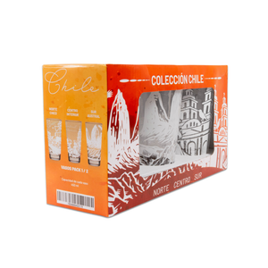 Set de 3 Vasos de Vidrio 450ml Colección Chile Pack 1. PRI26