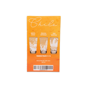 Set de 3 Vasos de Vidrio 450ml Colección Chile Pack 1. PRI26