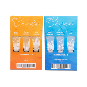 Set de 3 Vasos de Vidrio 450ml Colección Chile Pack 1. PRI26