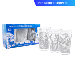 Set de 3 Vasos de Vidrio 450ml Colección Chile Pack 2. PRI26