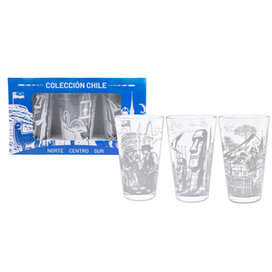 Set de 3 Vasos de Vidrio 450ml Colección Chile Pack 2. PRI26