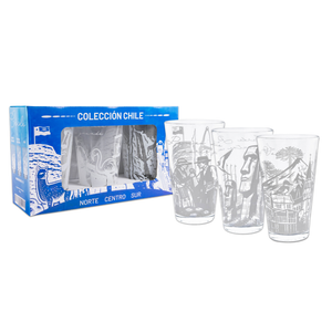 Set de 3 Vasos de Vidrio 450ml Colección Chile Pack 2. PRI26