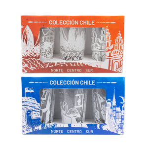 Set de 3 Vasos de Vidrio 450ml Colección Chile Pack 2. PRI26