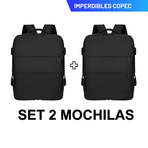 Set de 2 Mochilas de Viaje Viral XL Expandibles 40 L Negro Navigator