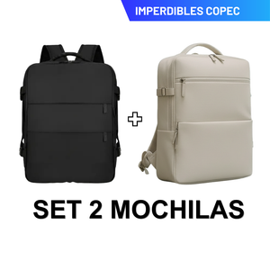 Set de 2 Mochilas de Viaje Viral XL Expandibles 40 L Negro + Beige Navigator