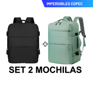 Set de 2 Mochilas de Viaje Viral XL Expandibles 40 L Negro + Verde Navigator