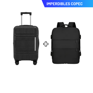Set Maleta de Cabina 20 Pulgadas 40 L Negro + Mochila de Viaje Viral Expandible 40 L Negro