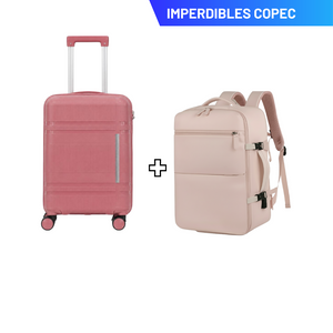 Set Maleta de Cabina 20 Pulgadas 40 L Rosado Marksman + Mochila de Viaje Viral Expandible 40 L Navigator