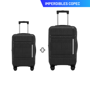 Set de 2 Maletas: Cabina 20 Pulgadas 40 L + Grande 28 Pulgadas 110 L Negras Marksman