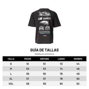 Polera Street Copec Rallymobil GR Yaris Negra WRC2026 — Guía de tallas