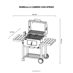 Parrilla a Carbón con Spiedo Eléctrico Negra Wayu