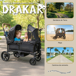 Coche y Carro de Paseo Doble Wagon Drakar Negro Bebesit
