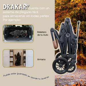 Coche y Carro de Paseo Doble Wagon Drakar Negro Bebesit