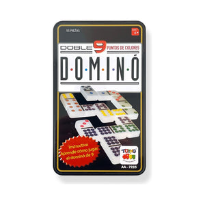 Juego de Dominó Doble 9 Caja Metálica 55 Piezas Toyng