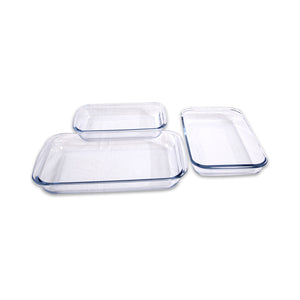 Set 3 Fuentes de Vidrio Borosilicato Rectangulares Doral Sevilla 2,9 + 2,2 + 1,6 L
