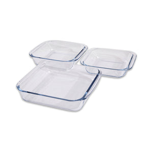 Set 3 Fuentes de Vidrio Borosilicato Cuadradas Doral Sevilla 1,8 + 1,1 + 0,9 L