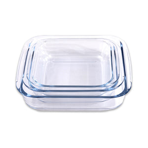 Set 3 Fuentes de Vidrio Borosilicato Cuadradas Doral Sevilla 1,8 + 1,1 + 0,9 L