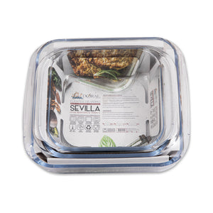 Set 3 Fuentes de Vidrio Borosilicato Cuadradas Doral Sevilla 1,8 + 1,1 + 0,9 L