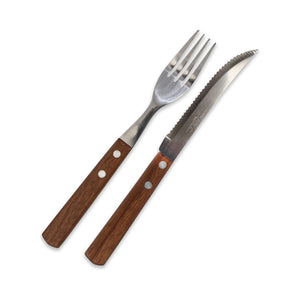 Set 12 Cubiertos para Carne Acero Inoxidable Mango de Madera Doral