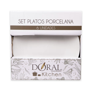 Set 6 Platos Base de Porcelana 26,5 cm Doral