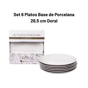 Set 6 Platos Base de Porcelana 26,5 cm Doral