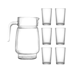 Set 7 Piezas Glassgow Doral Jarra de Vidrio 1,3 L + 6 Vasos 210 ml